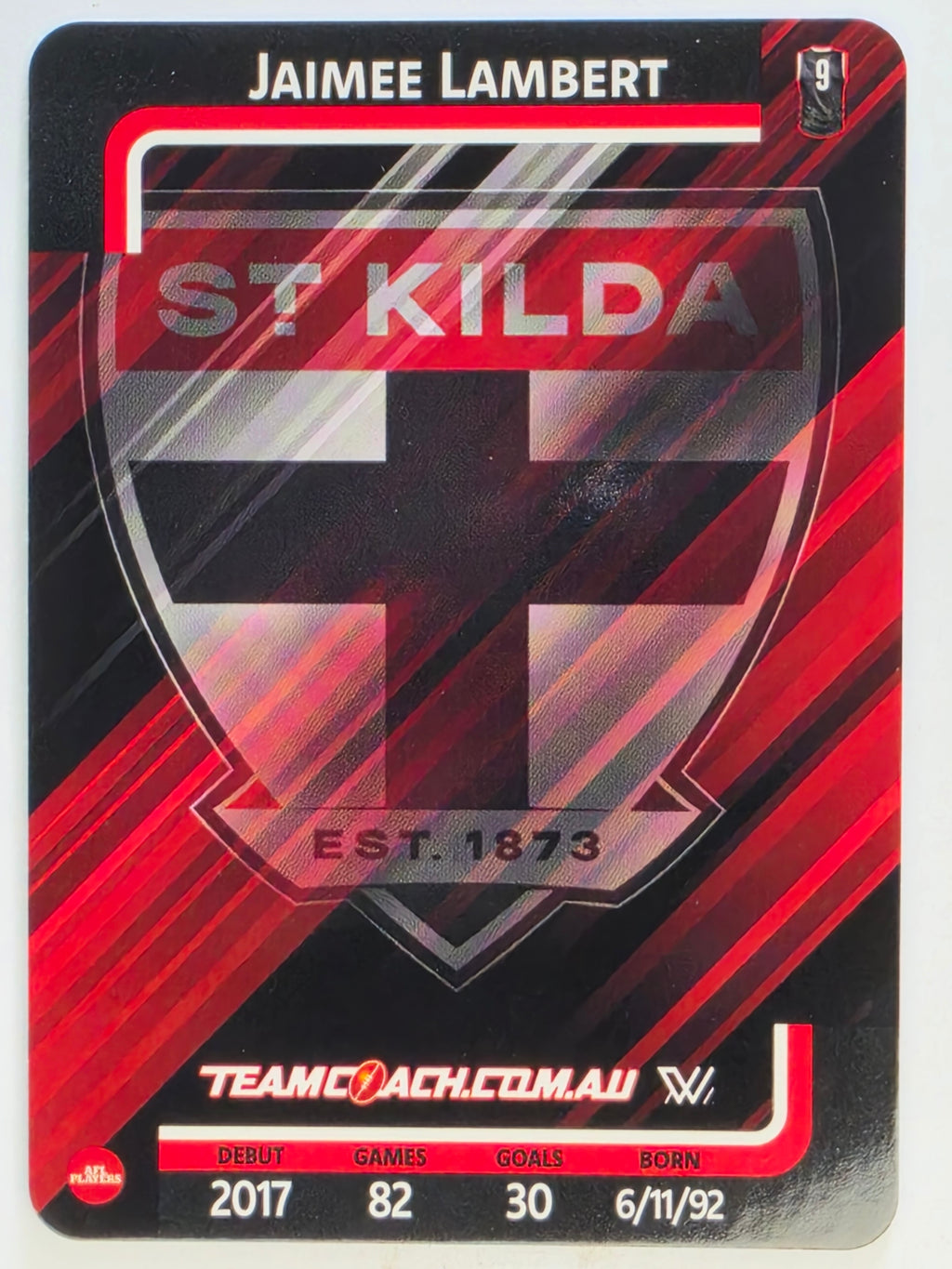 2025 AFLW TeamCoach | Silver Parallel #072 Jaimee Lambert | St. Kilda Saints