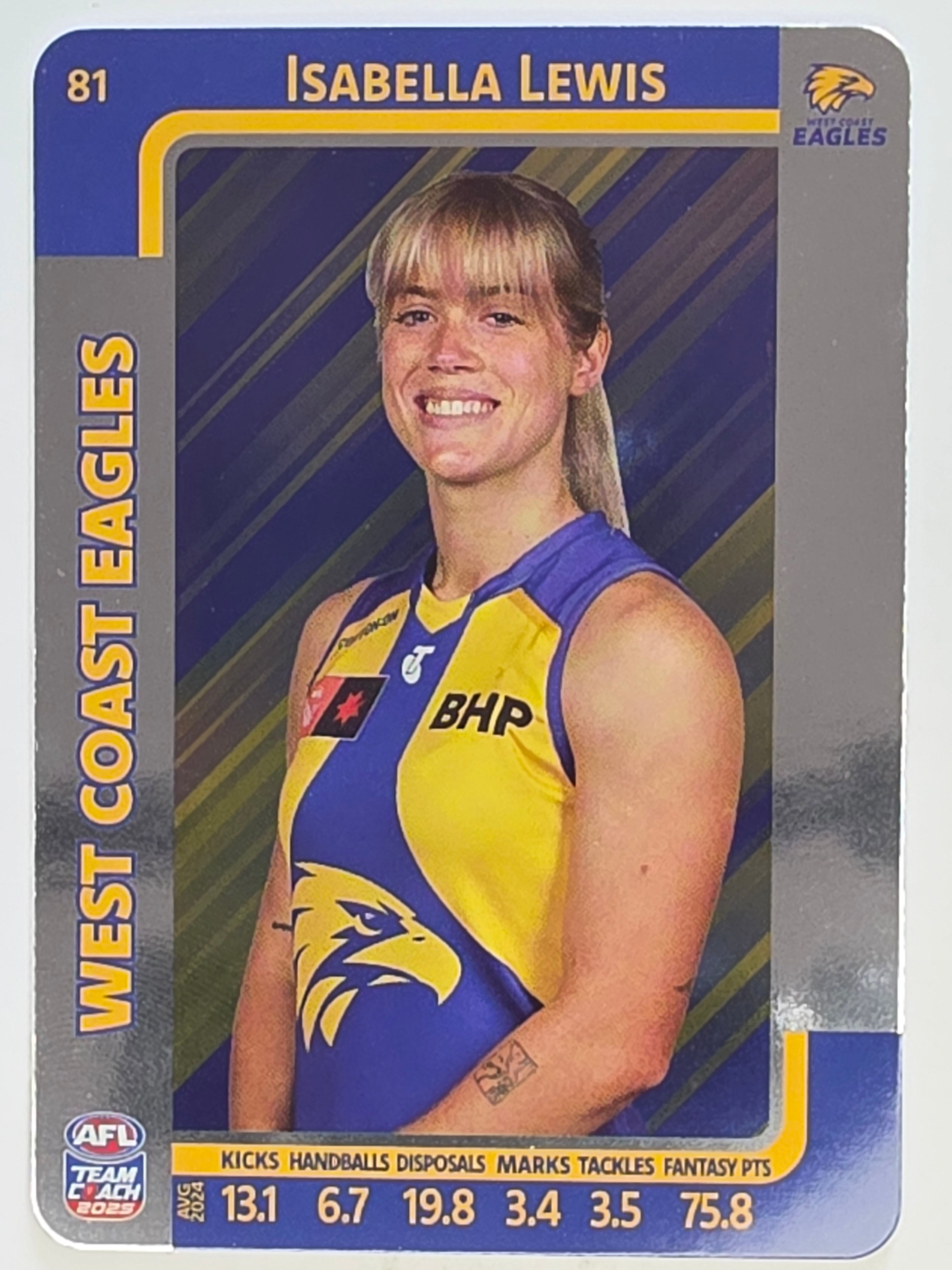 2025 AFLW TeamCoach | Silver Parallel #081 Isabella Lewis | West Coast Eagles