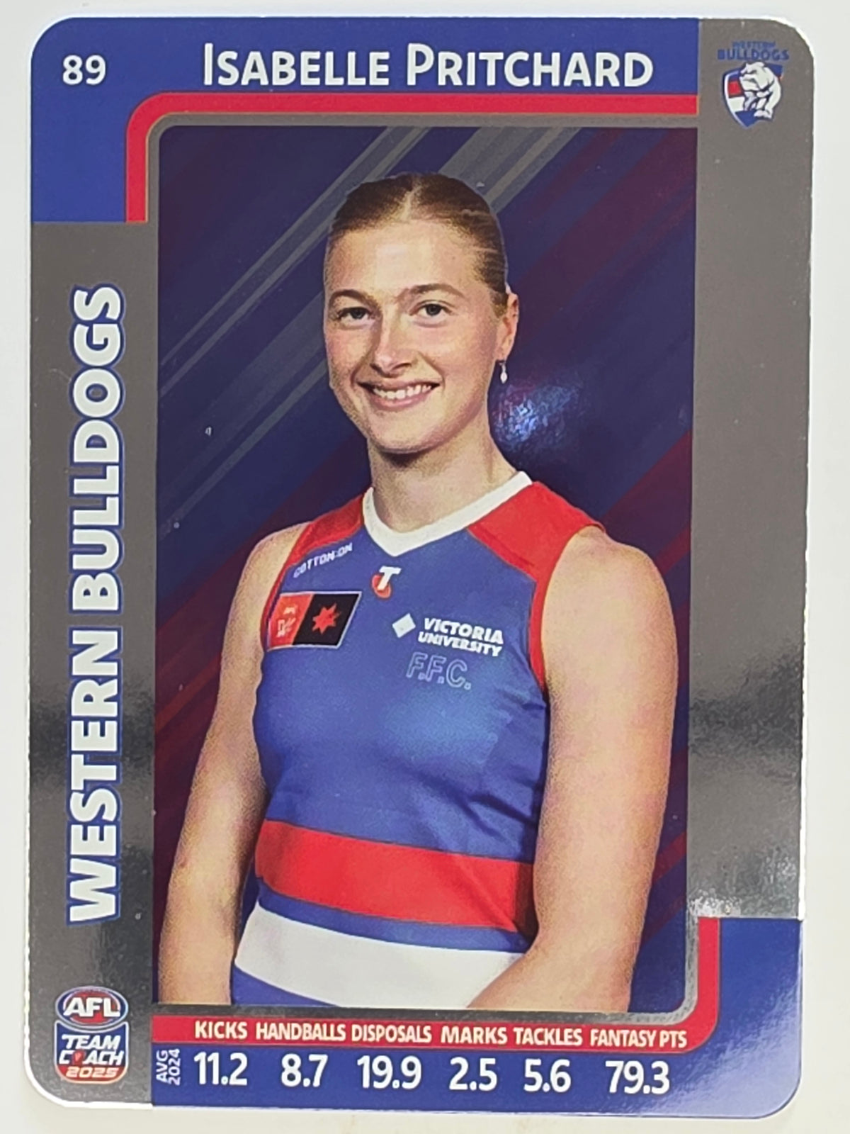 2025 AFLW TeamCoach | Silver Parallel #089 Isabelle Pritchard | Western Bulldogs