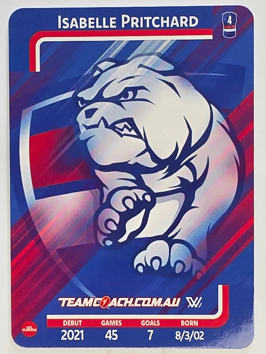 2025 AFLW TeamCoach | Silver Parallel #089 Isabelle Pritchard | Western Bulldogs