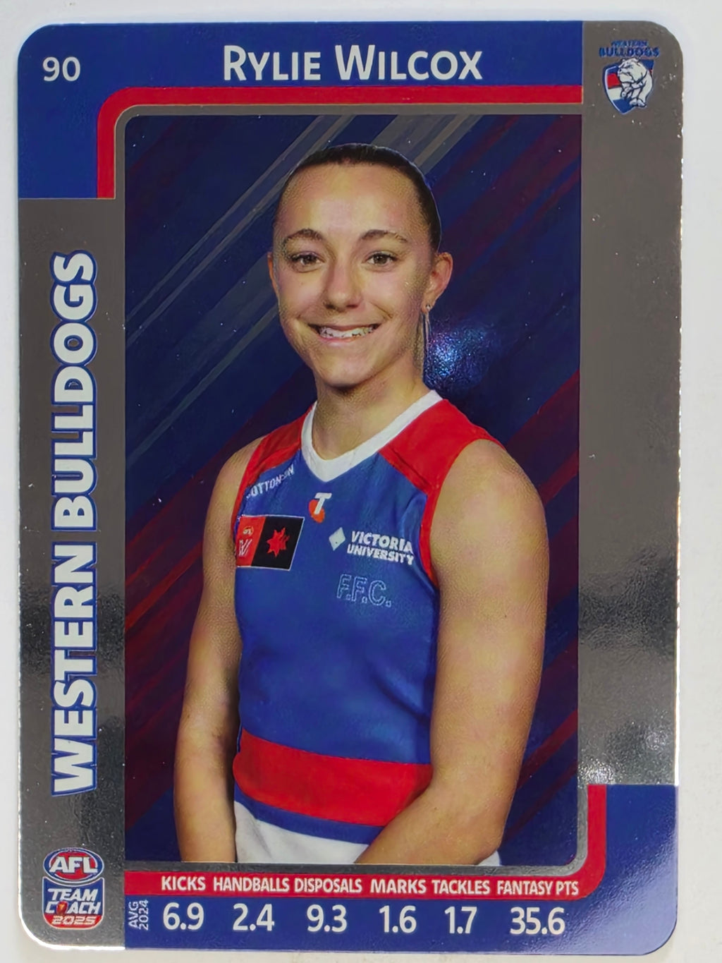 2025 AFLW TeamCoach | Silver Parallel #090 Rylie Wilcox | Western Bulldogs