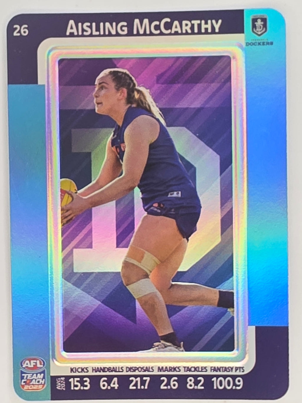 2025 AFLW TeamCoach | Blue Parallel #026 Aisling McCarthy | Fremantle Dockers