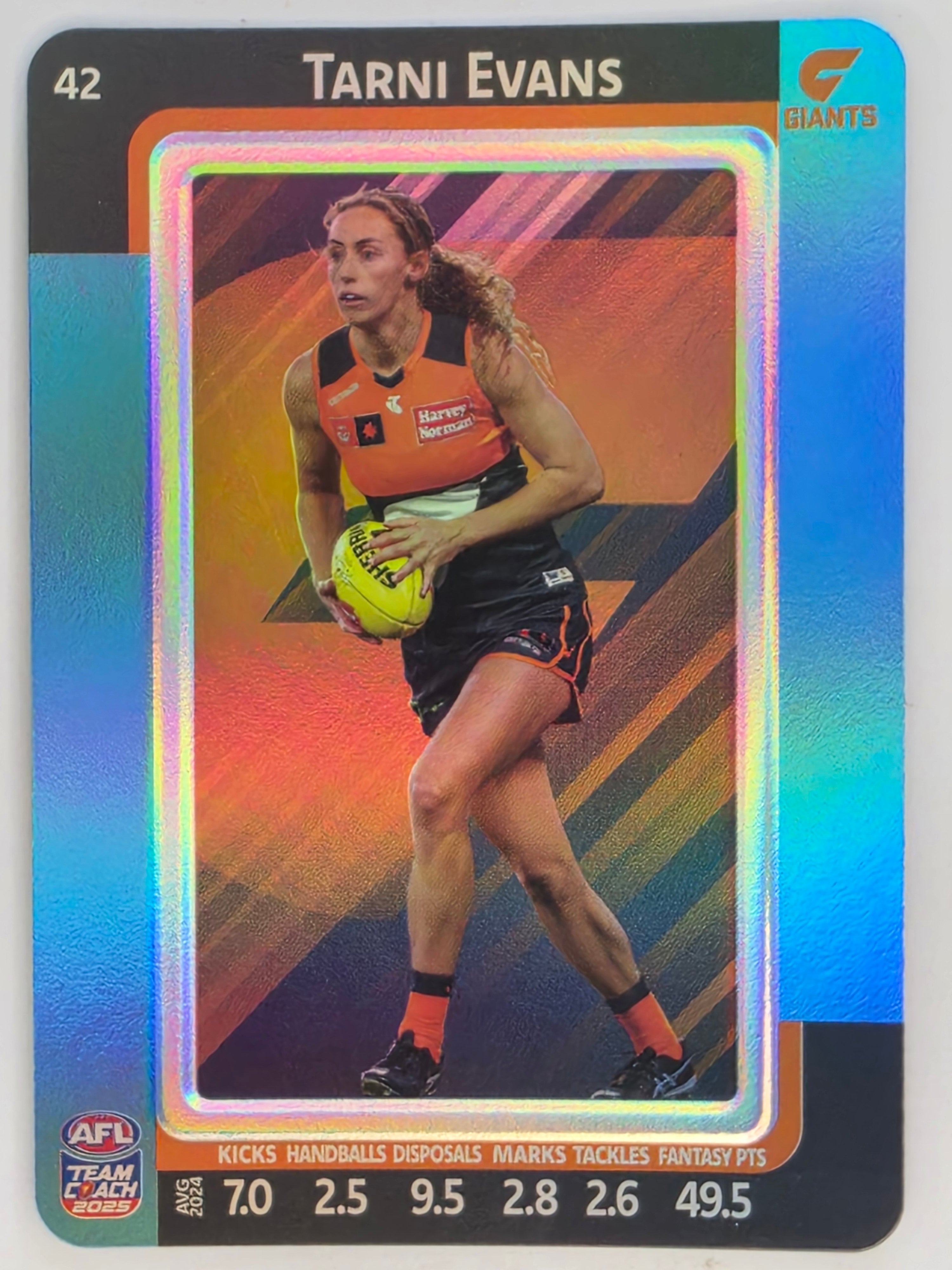 2025 AFLW TeamCoach | Blue Parallel #042 Tarni Evans | Greater Western Sydney Giants