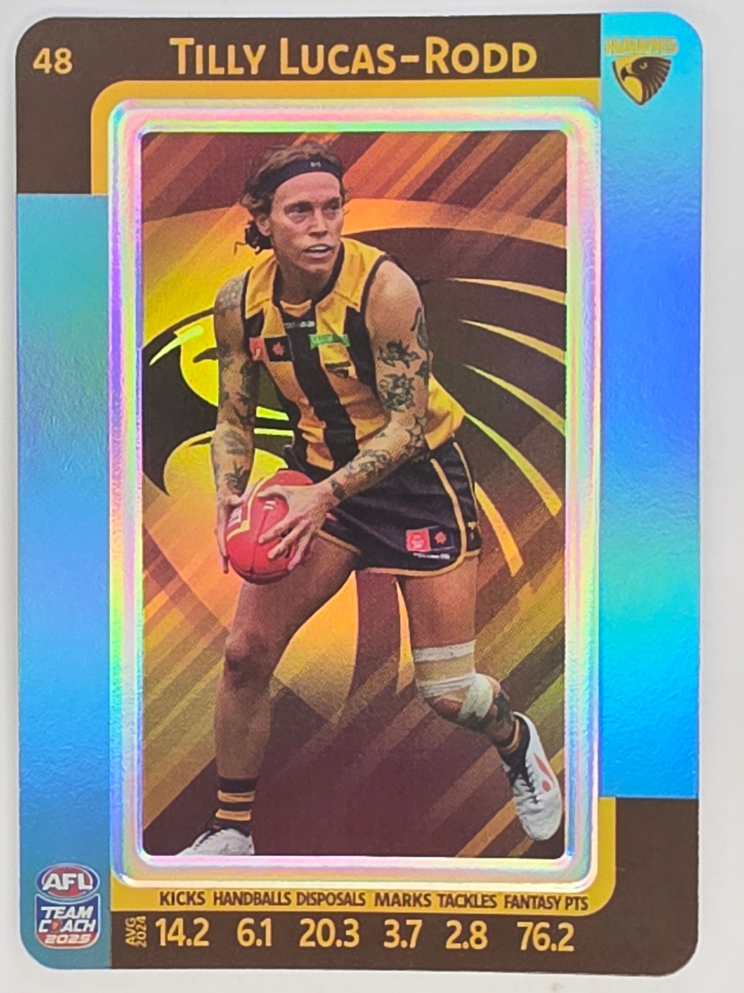 2025 AFLW TeamCoach | Blue Parallel #048 Tilly Lucas-Rodd | Hawthorn Hawks