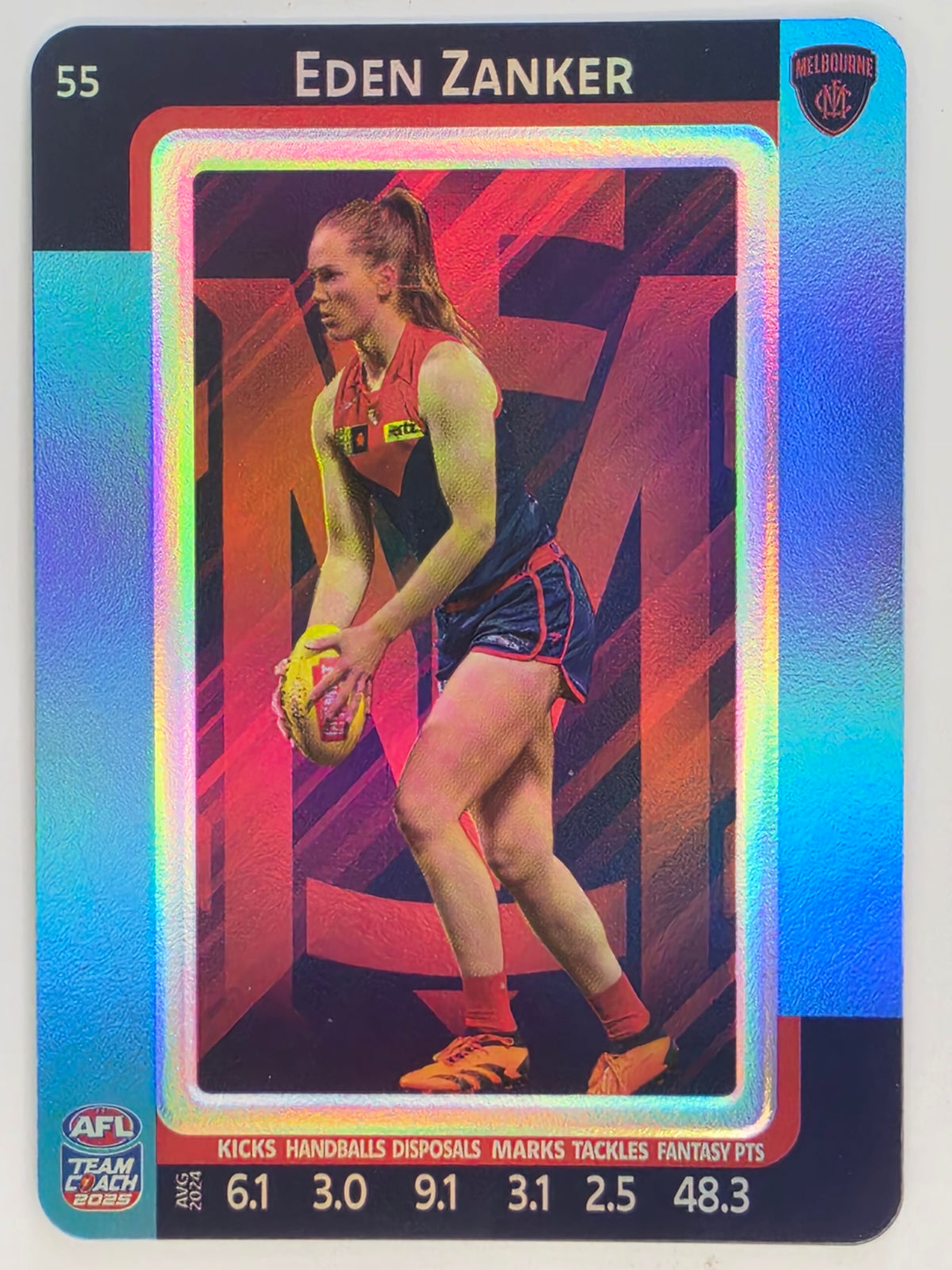 2025 AFLW TeamCoach | Blue Parallel #055 Eden Zanker | Melbourne Demons