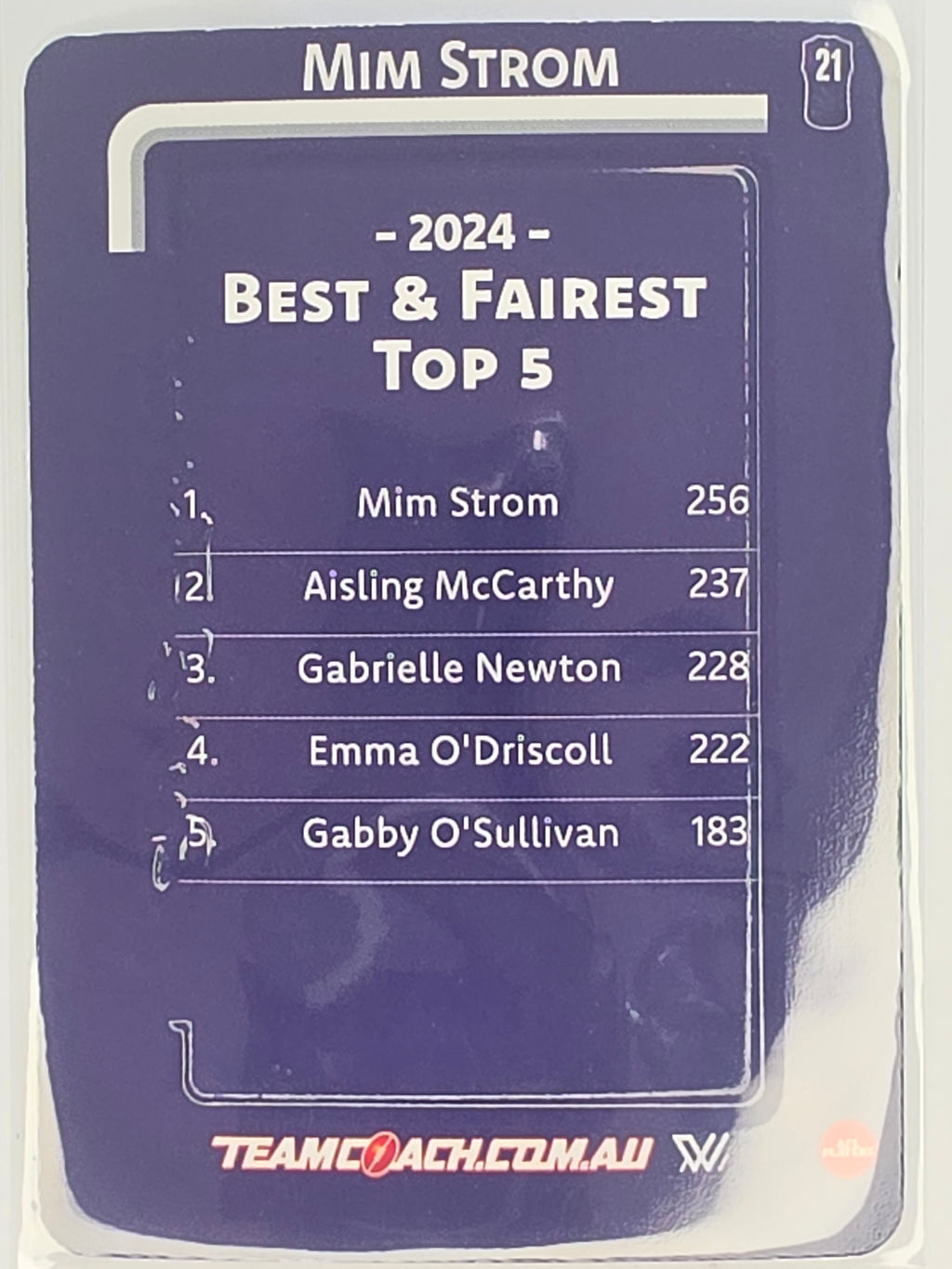 2025 AFLW TeamCoach | Best & Fairest GOLD #BF-06 Mim Strom | Fremantle Dockers