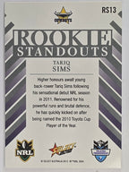 NRL 2012 Champions Promotional Card Rookie Standout #RS13 Tariq Sims North Queensland Cowboys
