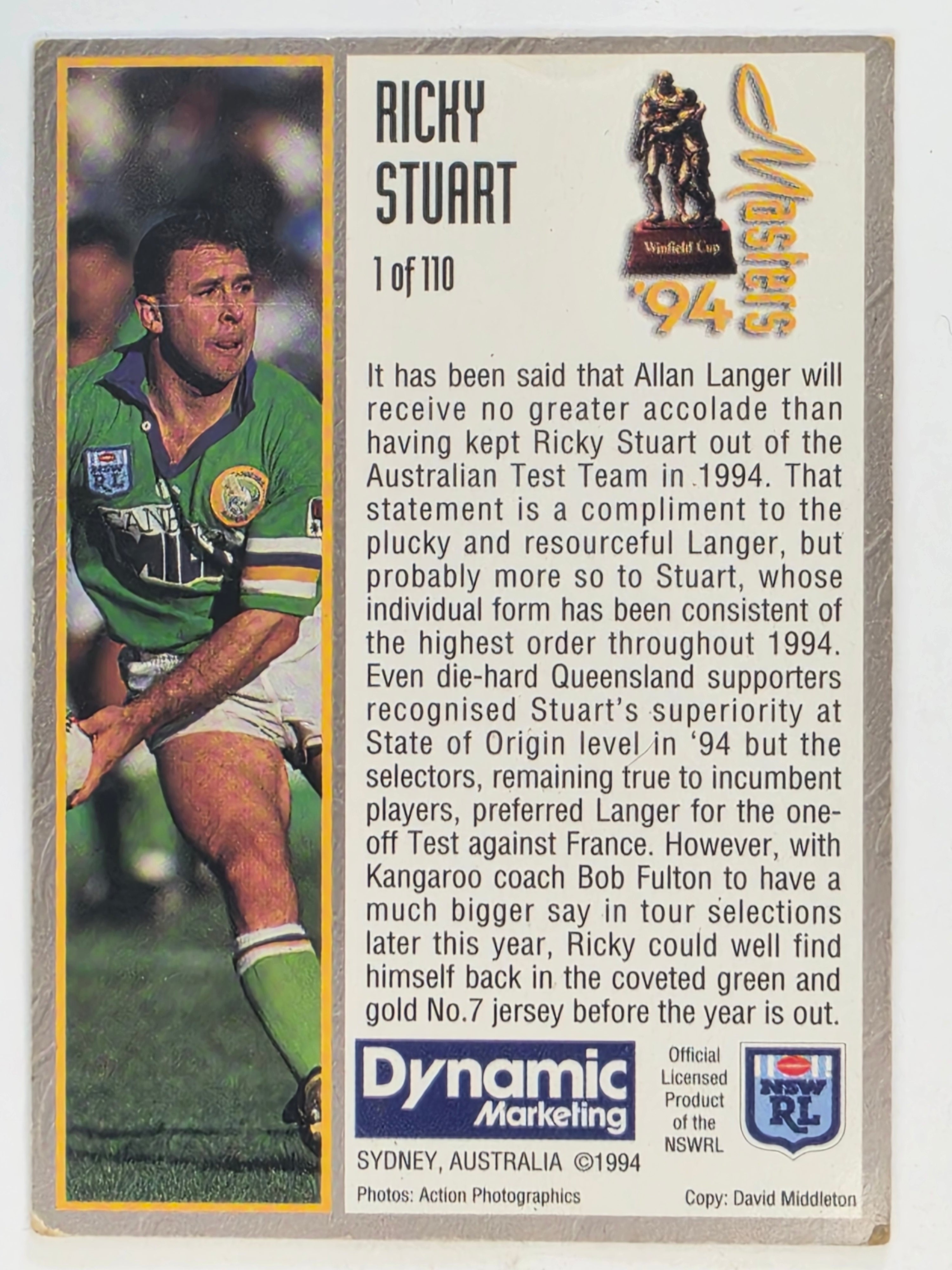 NRL 1994 Masters | #001 Ricky Stuart