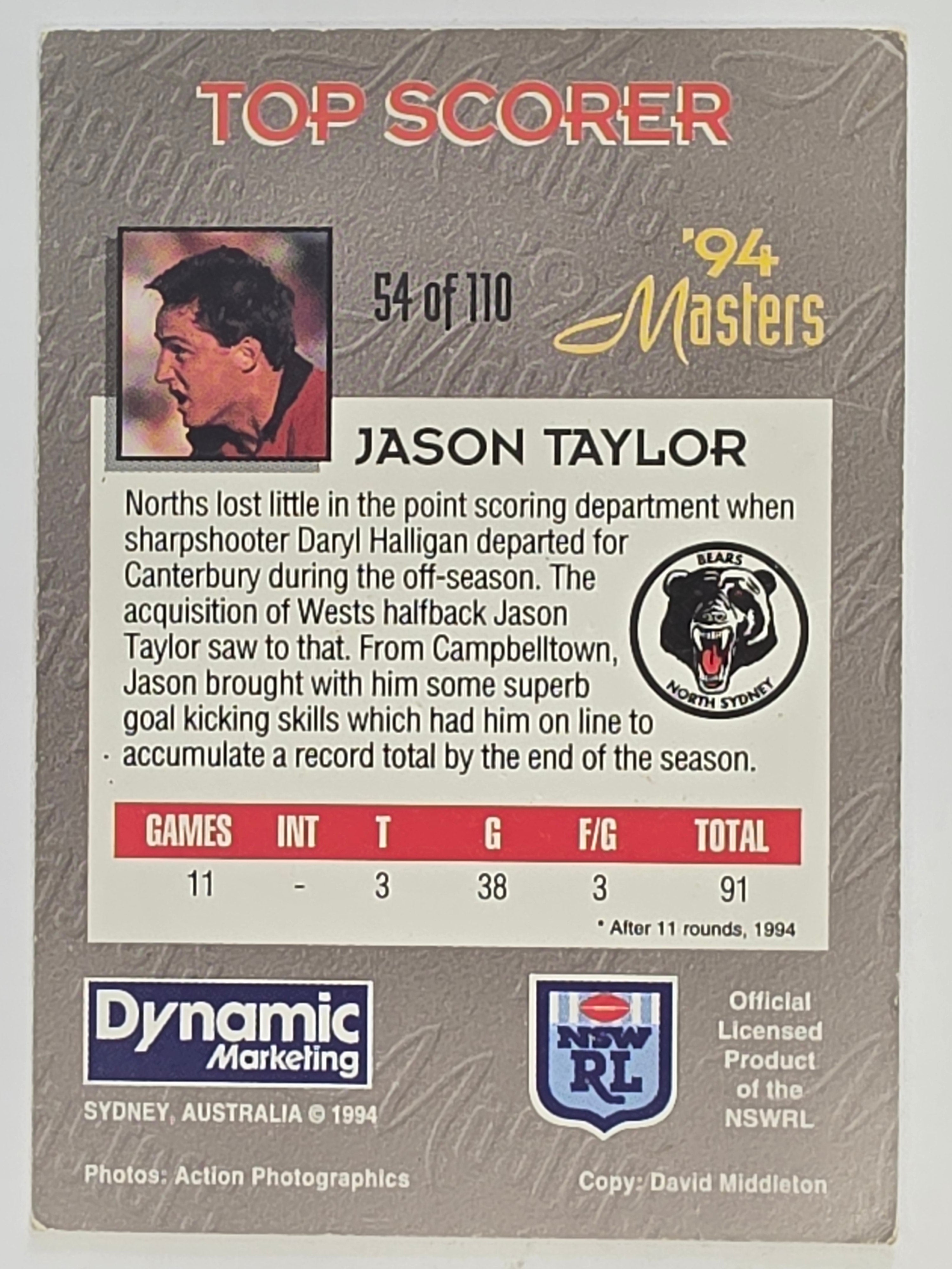 NRL 1994 Masters | #054 Jason Taylor | North Sydney Bears