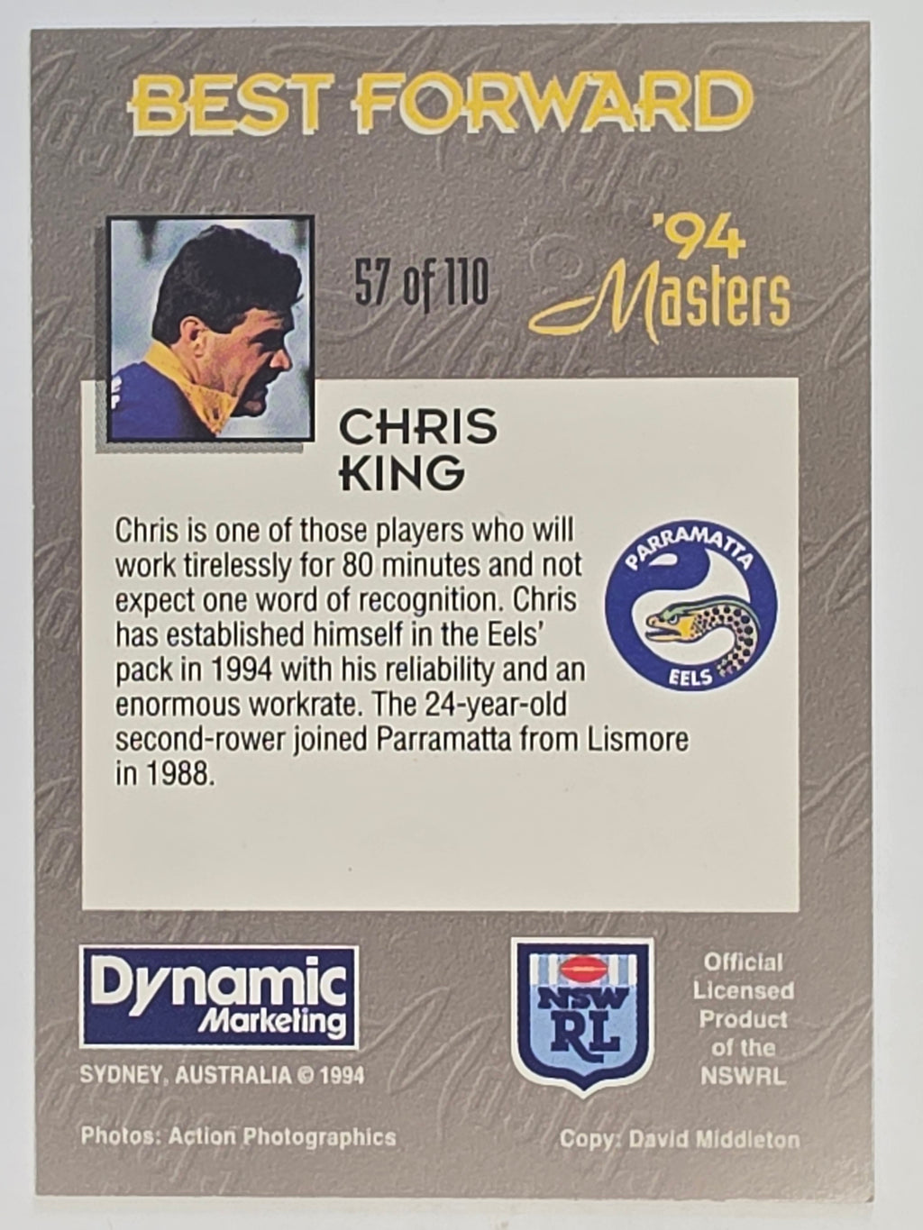 NRL 1994 Masters | #057 Chris King | Parramatta Eels