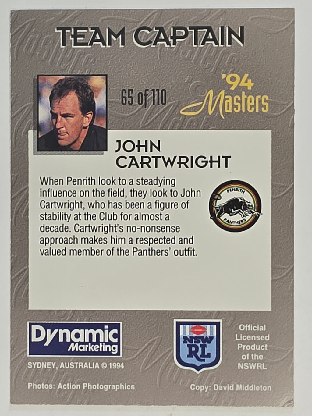 NRL 1994 Masters | #065 John Cartwright | Penrith Panthers