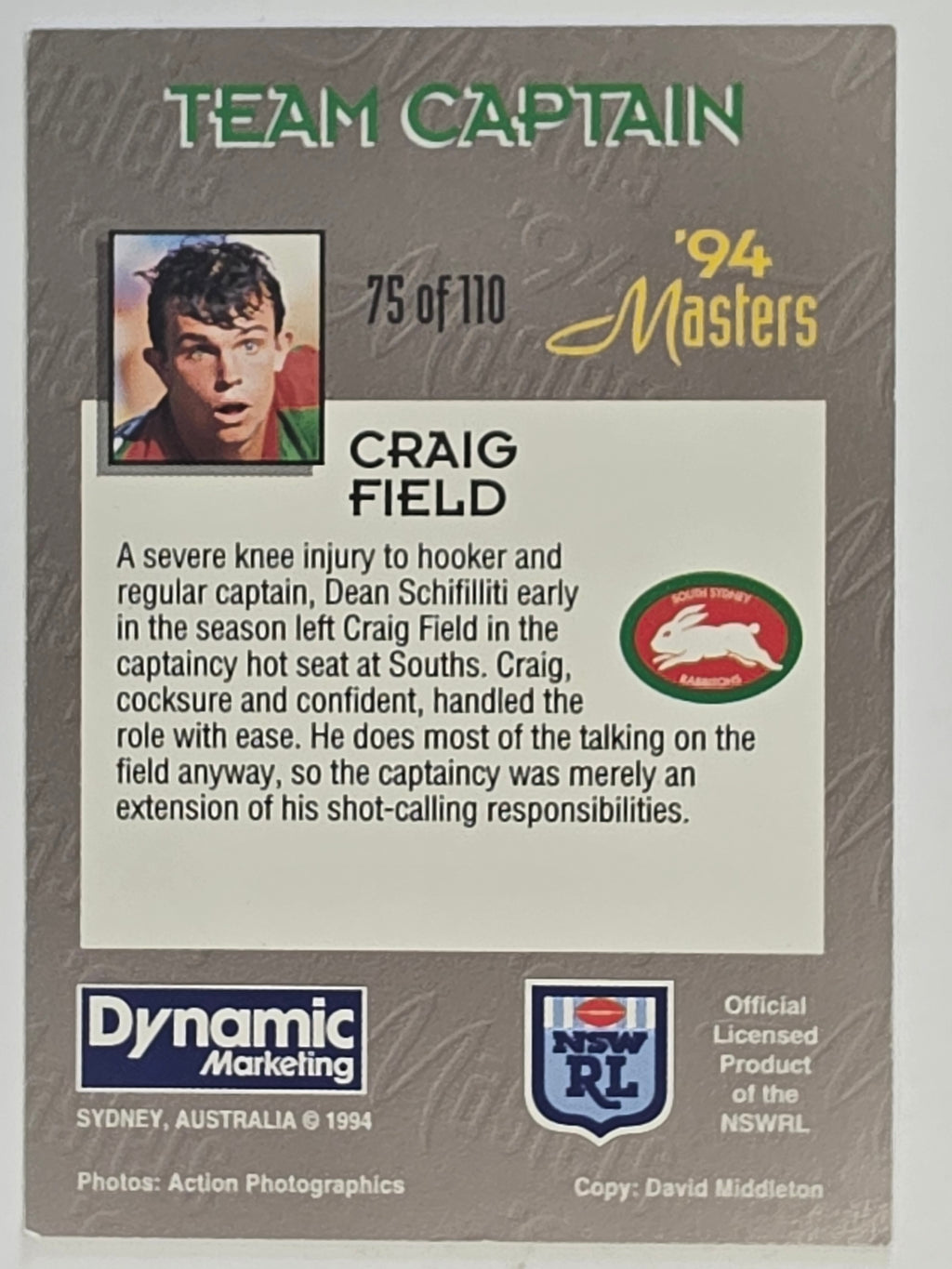 NRL 1994 Masters | #075 Craig Field | South Sydney Rabbitohs