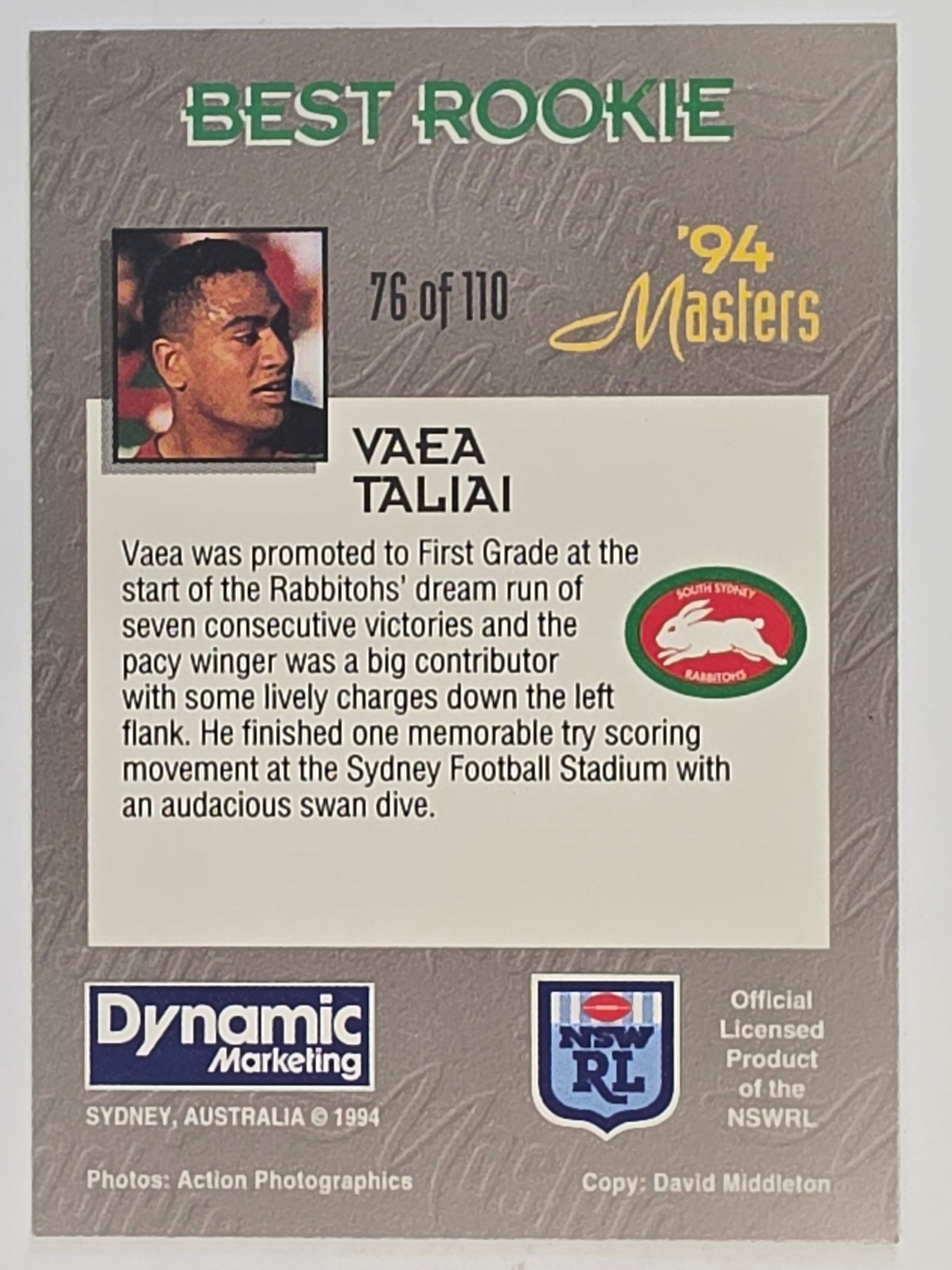 NRL 1994 Masters | #076 Vaea Talai | South Sydney Rabbitohs