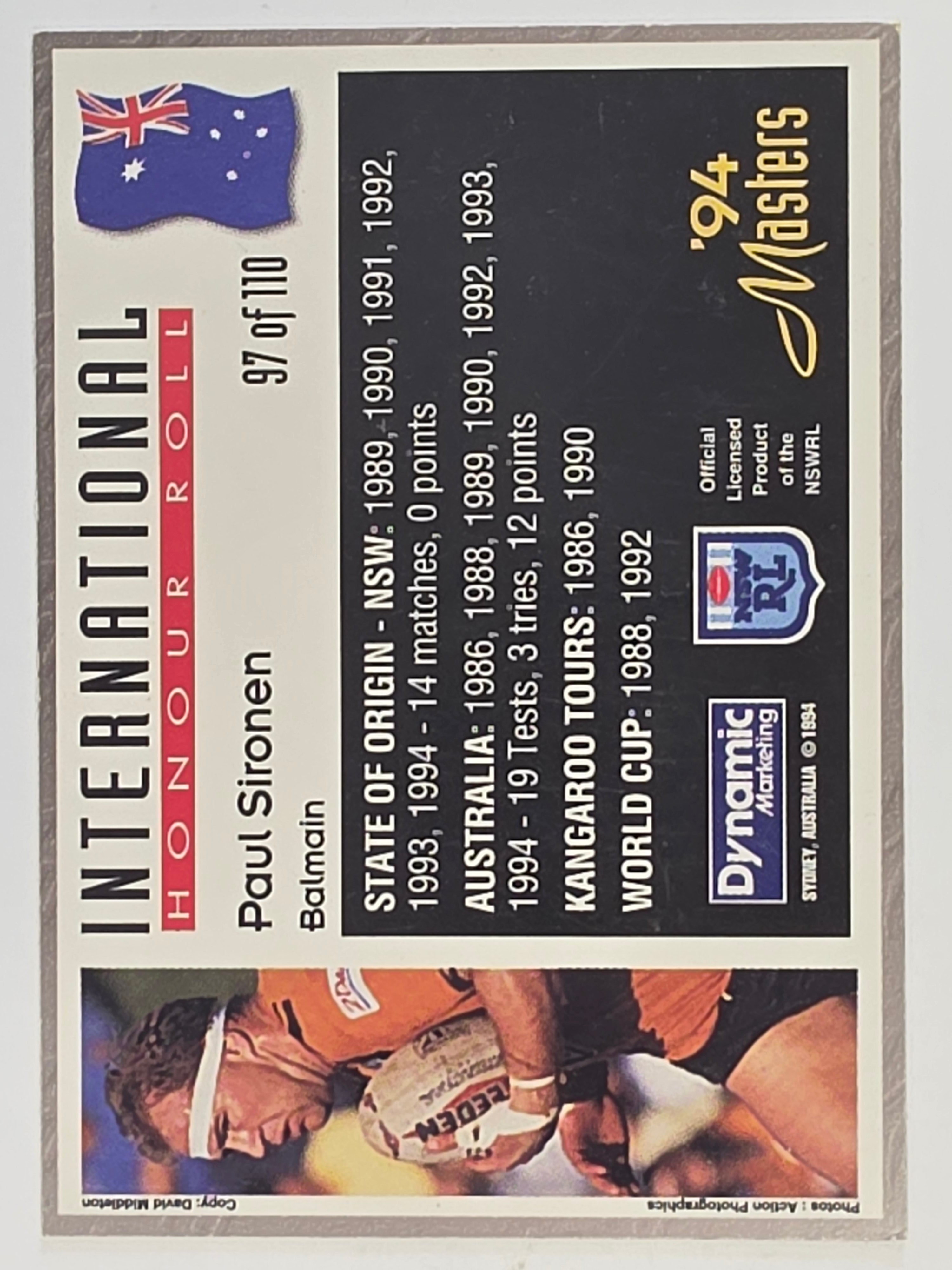 NRL 1994 Masters | #097 Paul Sironen | International Honour Roll