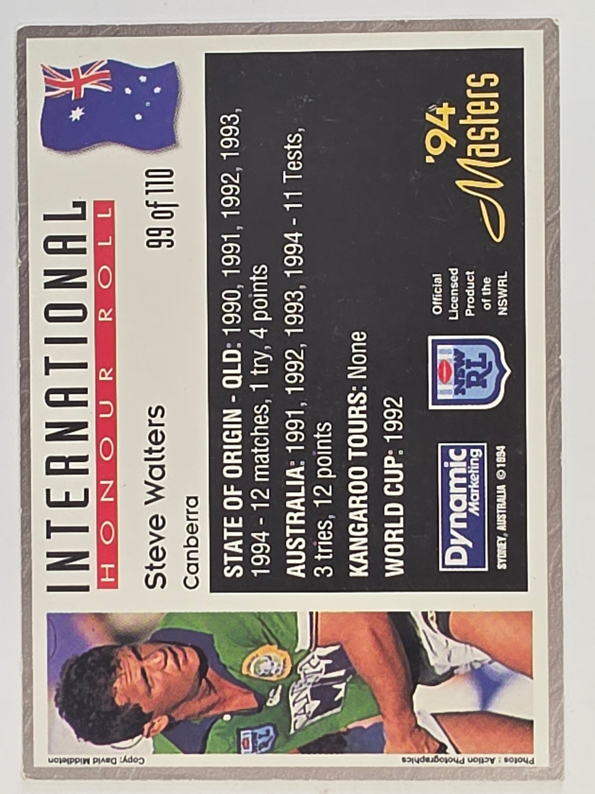 NRL 1994 Masters | #099 Steve Walters | International Honour Roll