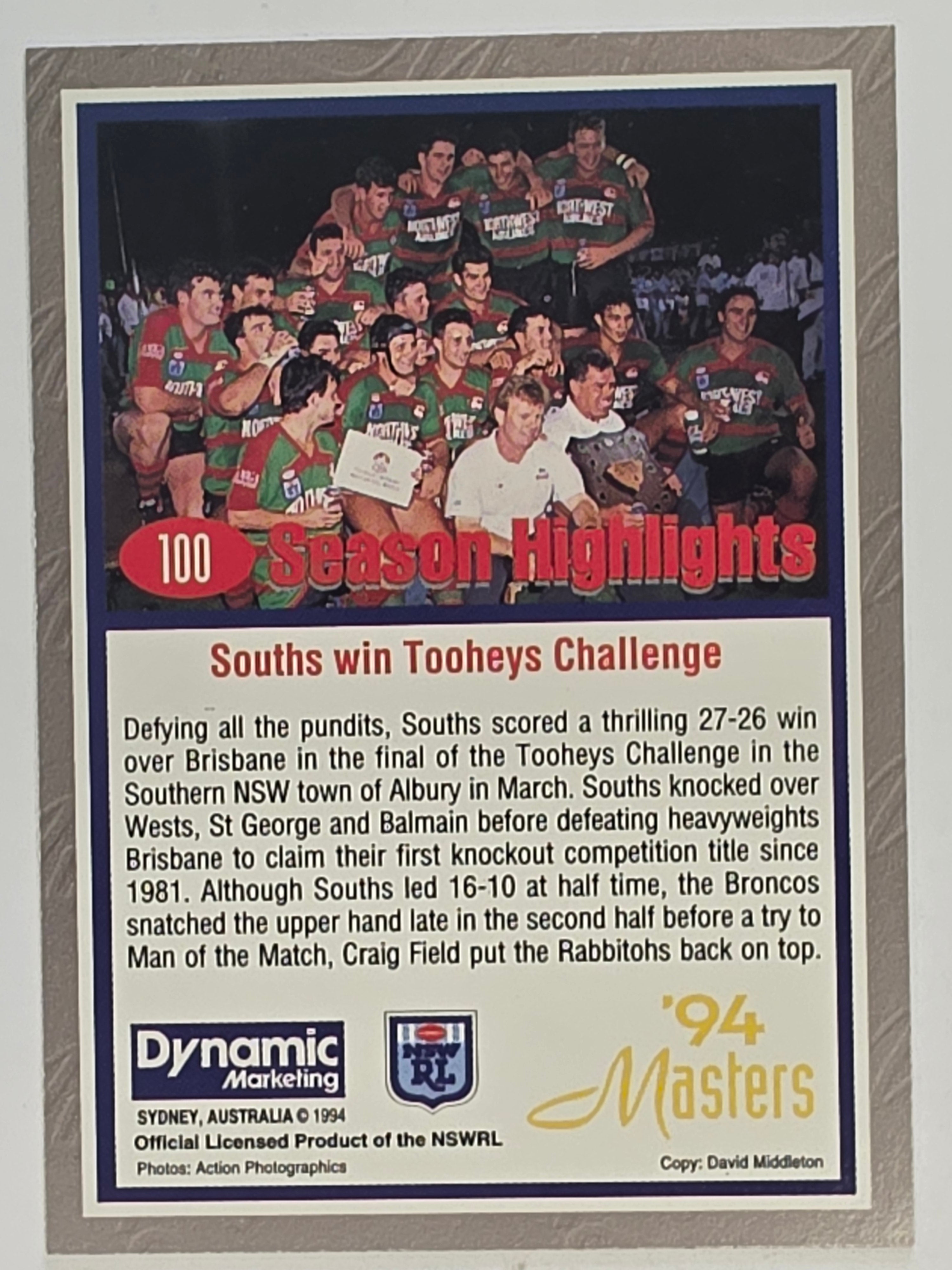 NRL 1994 Masters | #100 Souths Win Tooheys Challenge | Season Highlights
