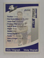 NRL 2008 Daily Telegraph | #021 | Willie Tonga | Canterbury Bankstown Bulldogs