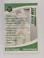 NRL 2008 Daily Telegraph | #025 | Colin Best | Canberra Raiders