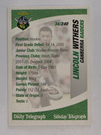 NRL 2008 Daily Telegraph | #034 | Lincoln Withers | Canberra Raiders
