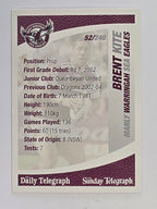 NRL 2008 Daily Telegraph | #052 | Brent Kite | Manly Warringah Sea Eagles