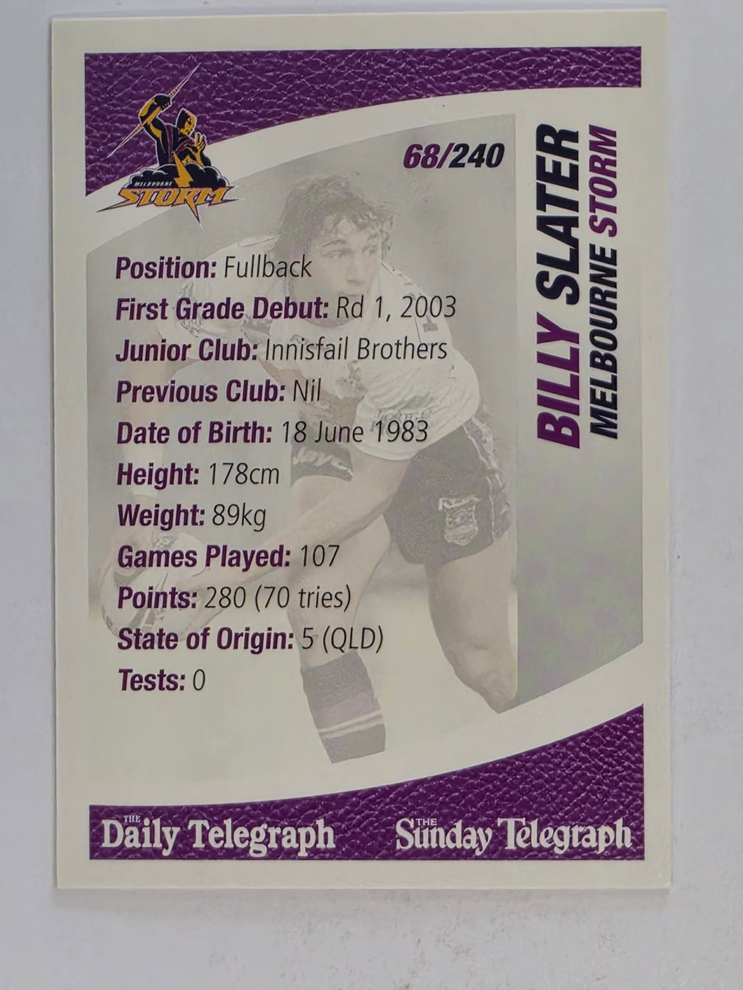 NRL 2008 Daily Telegraph | #068 | Billy Slater | Melbourne Storm