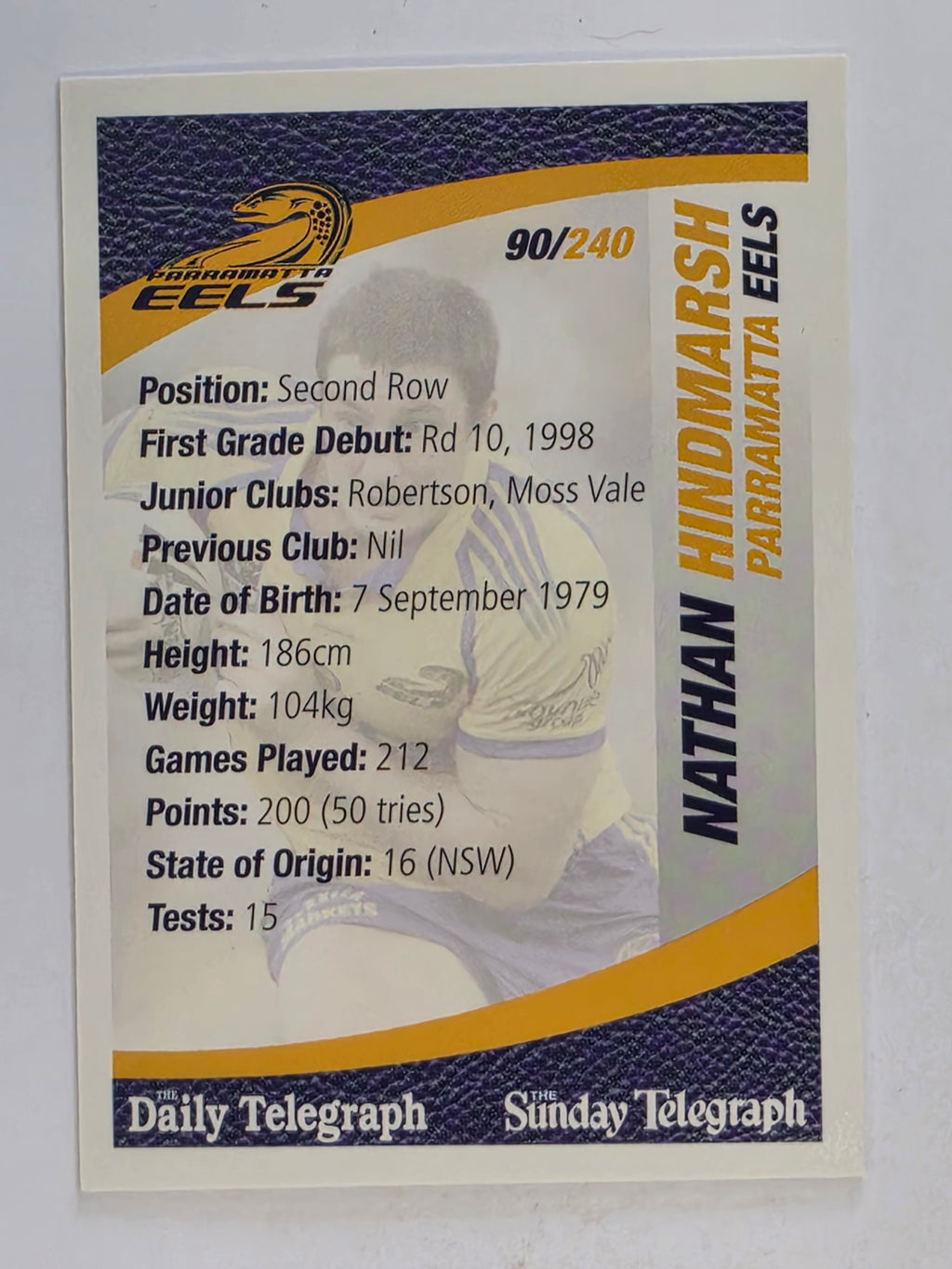NRL 2008 Daily Telegraph | #090 | Nathan Hindmarsh | Parramatta Eels