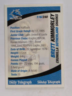 NRL 2008 Daily Telegraph | #116 | Brett Kimmorley | Cronulla Sutherland Sharks