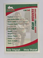 NRL 2008 Daily Telegraph | #130 | Dean Widders | South Sydney Rabbitohs