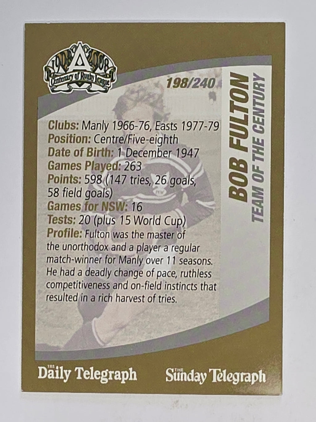 NRL 2008 Daily Telegraph | #198 | Bob Fulton Team of the Century