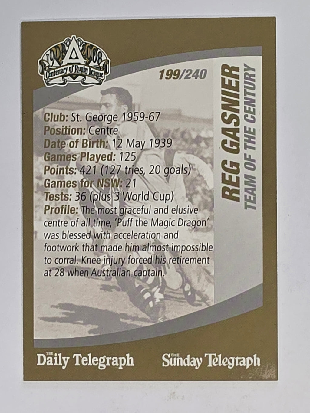 NRL 2008 Daily Telegraph | #199 | Reg Gasnier Team of the Century