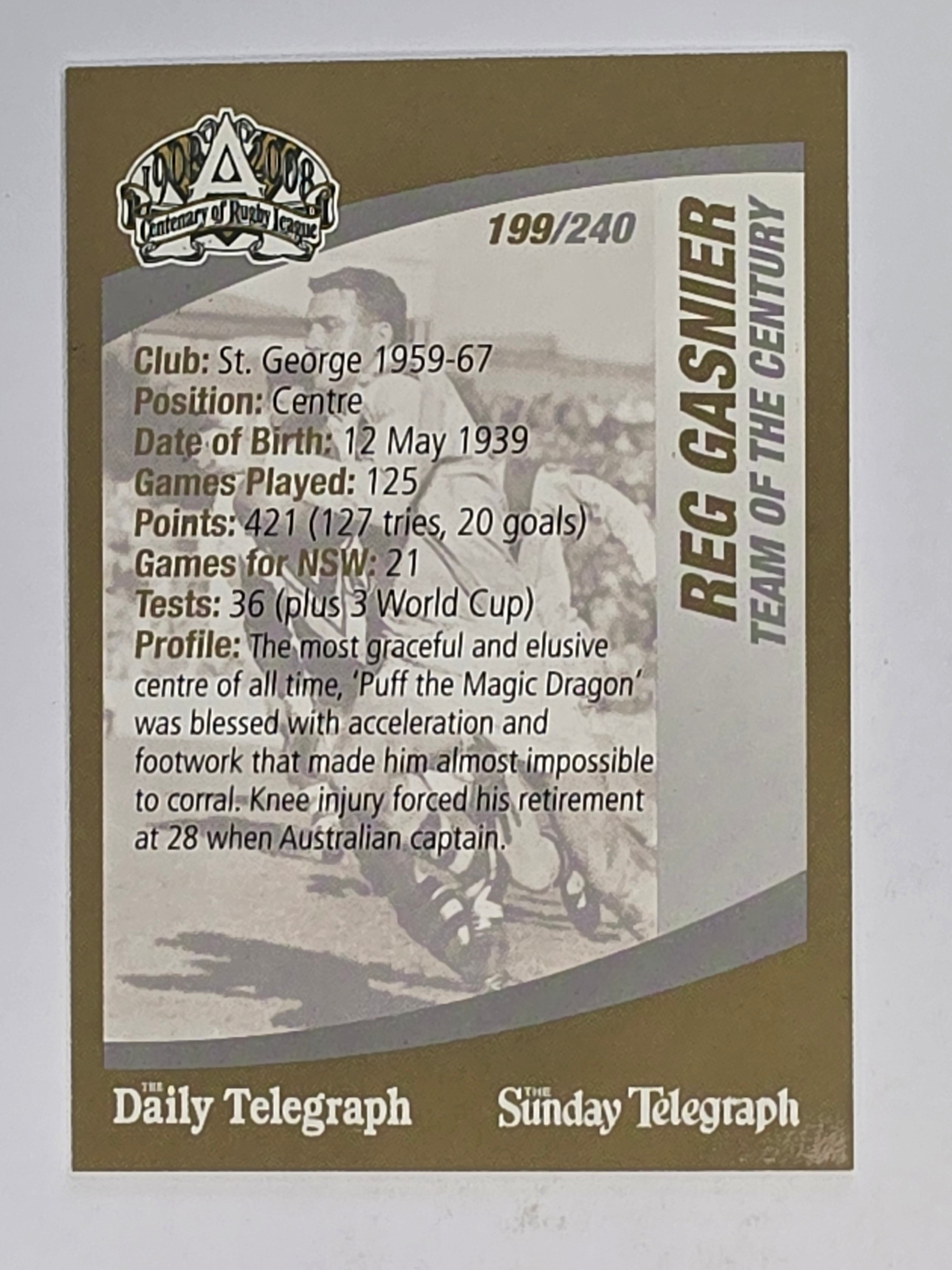 NRL 2008 Daily Telegraph | #199 | Reg Gasnier Team of the Century