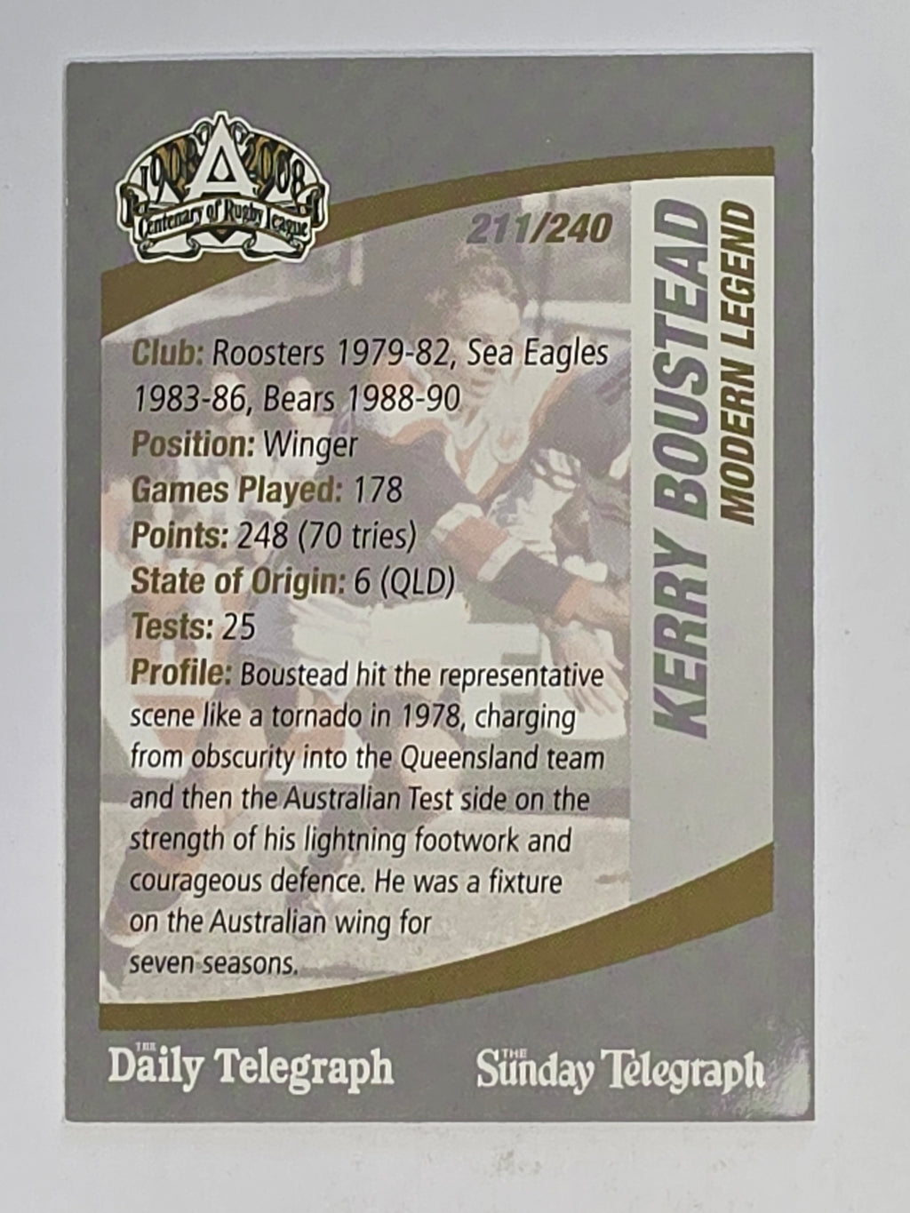 NRL 2008 Daily Telegraph | #211 | Kerry Boustead Modern Legend