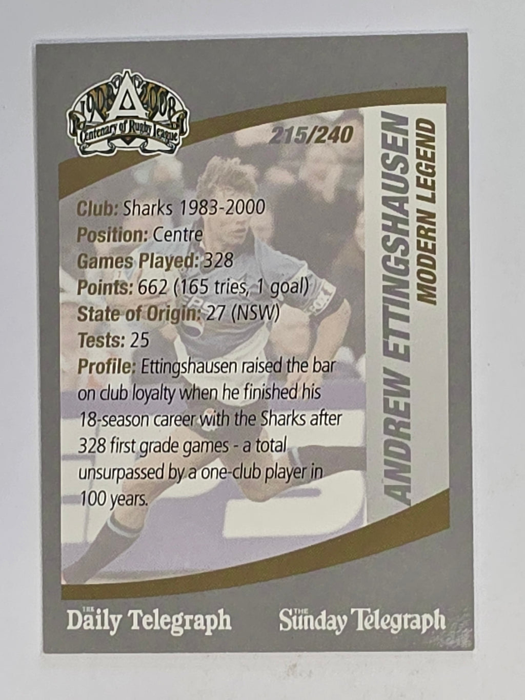 NRL 2008 Daily Telegraph | #215 | Andrew Ettingshausen Modern Legend