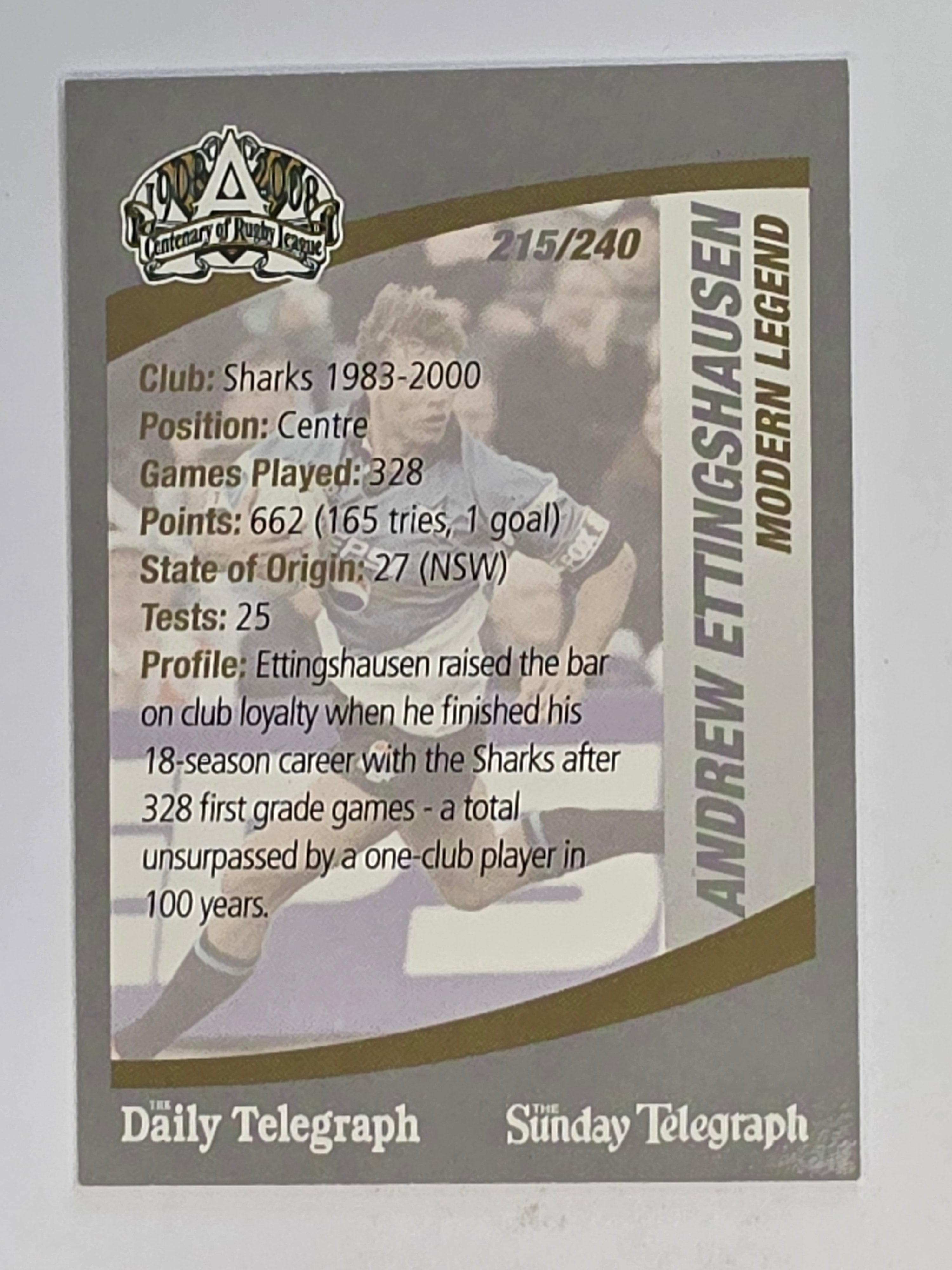 NRL 2008 Daily Telegraph | #215 | Andrew Ettingshausen Modern Legend