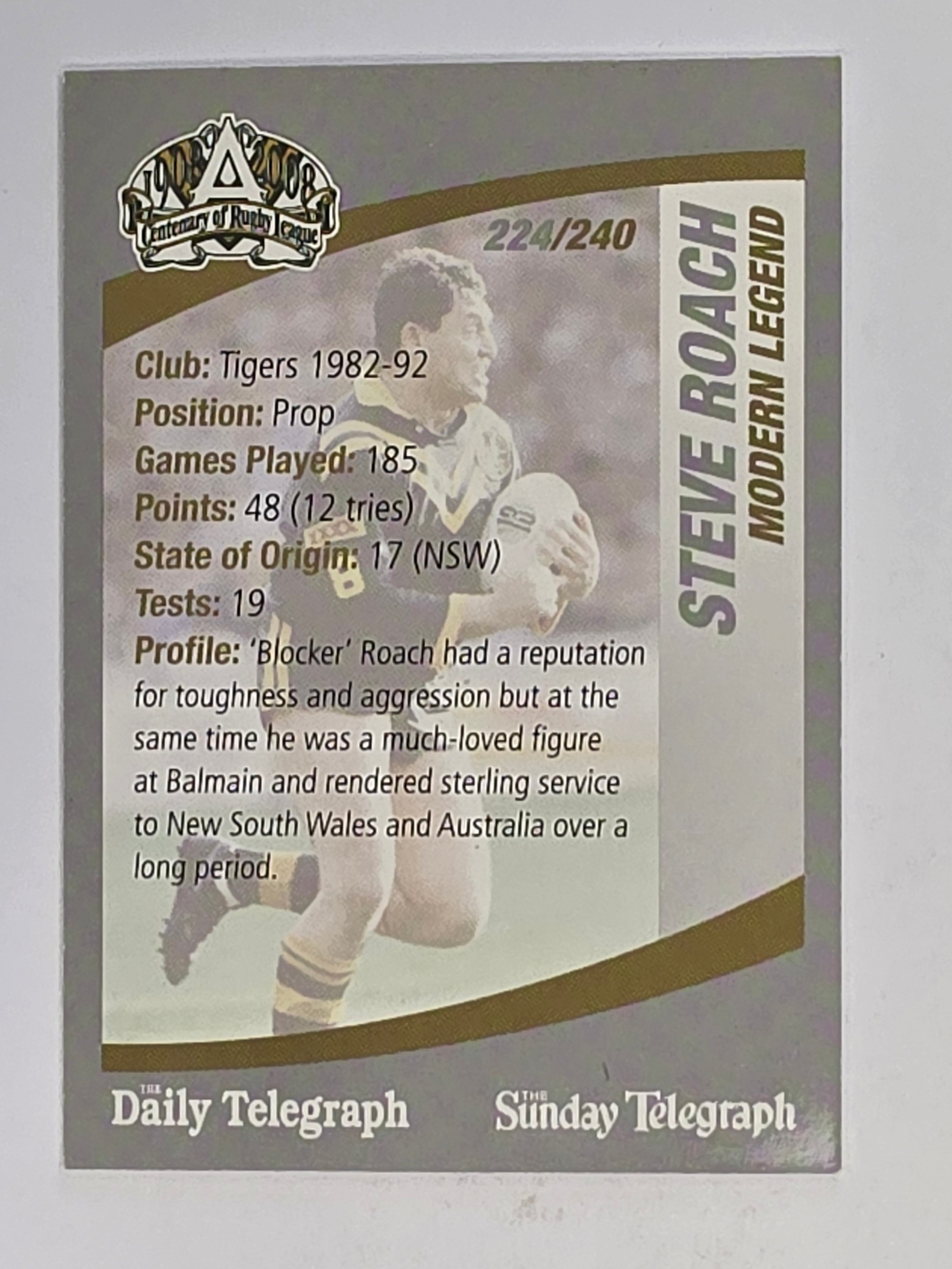NRL 2008 Daily Telegraph | #224 | Steve Roach Modern Legend