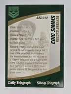 NRL 2008 Daily Telegraph | #237 | Eric Simms Record Breaker