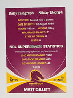 NRL 2011 Daily Telegraph | #001 Matt Gillett | Brisbane Broncos