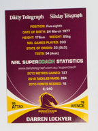 NRL 2011 Daily Telegraph | #006 Darren Lockyer | Brisbane Broncos