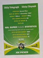 NRL 2011 Daily Telegraph | #032 Joe Picker | Canberra Raiders