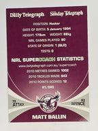 NRL 2011 Daily Telegraph | #061 Matt Ballin | Manly Warringah Sea Eagles