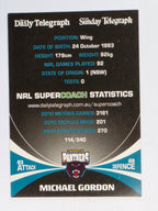 NRL 2011 Daily Telegraph | #114 Michael Gordon | Penrith Panthers