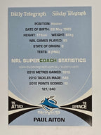 NRL 2011 Daily Telegraph | #121 Paul Aiton | Cronulla Sutherland Sharks
