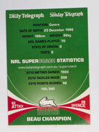 NRL 2011 Daily Telegraph | #135 Beau Champion | South Sydney Rabbitohs