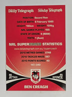 NRL 2011 Daily Telegraph | #147 Ben Creagh | St George Illawarra Dragons