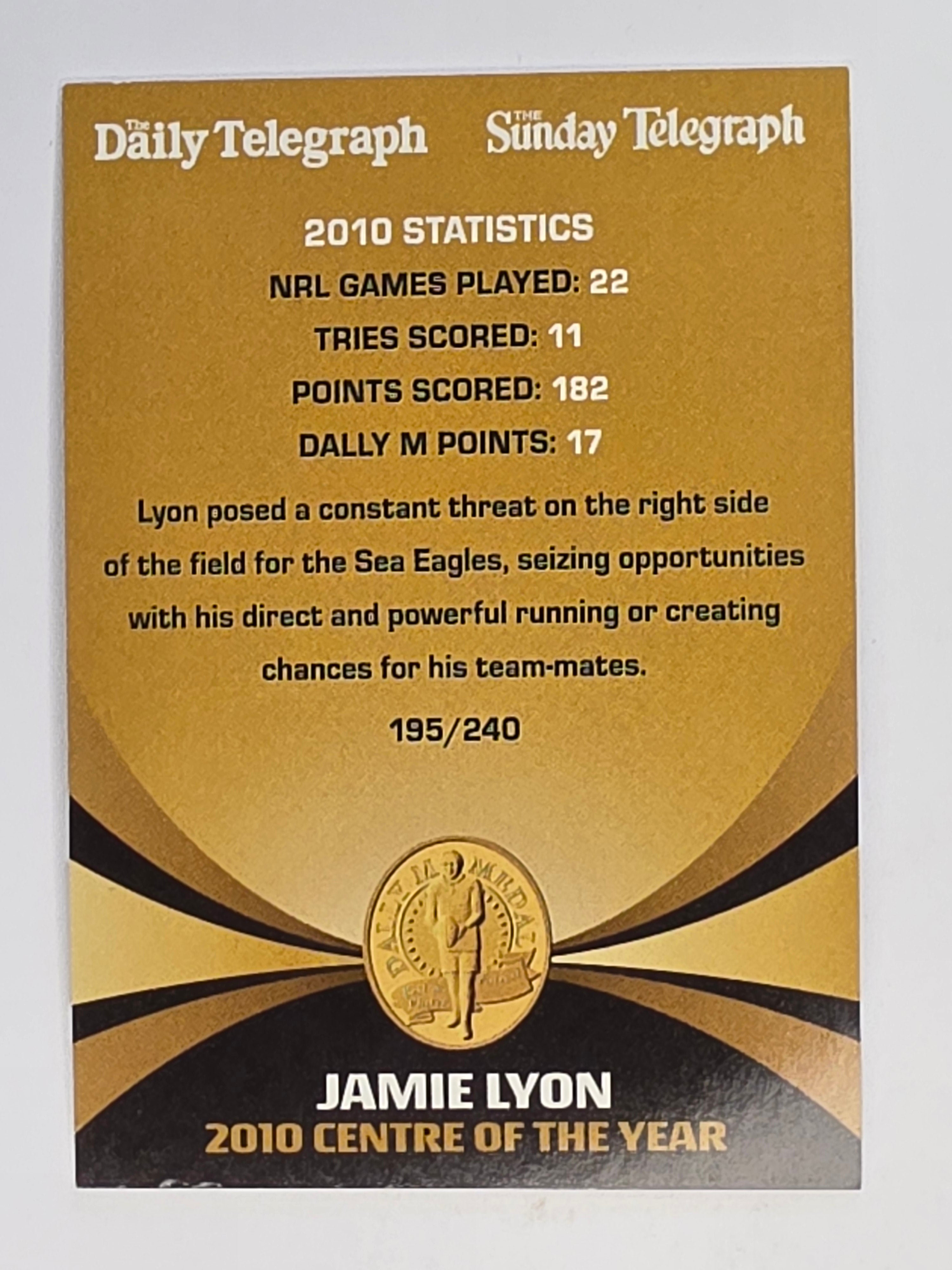 NRL 2011 Daily Telegraph | #195 Jamie Lyon Dally M Winner