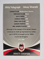 NRL 2011 Daily Telegraph | #217 Matt Cooper Top Try Scorers