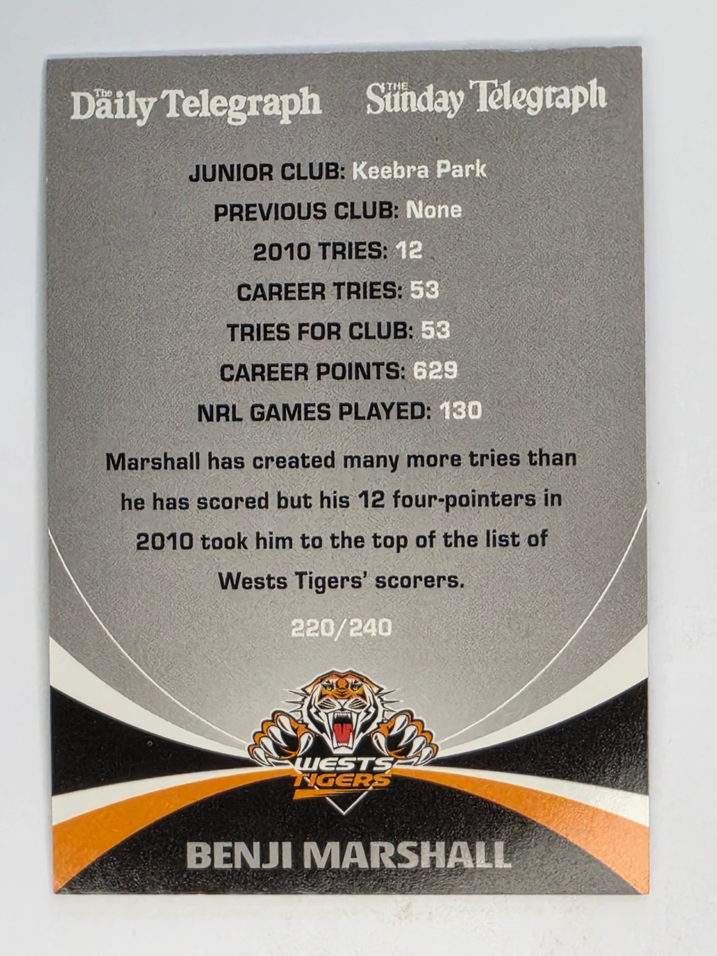 NRL 2011 Daily Telegraph | #220 Benji Marshall Top Try Scorers