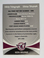 NRL 2011 Daily Telegraph | #221 Ken Irvine Top Try Scorers