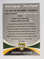 NRL 2011 Daily Telegraph | #222 Darren Lockyer Top Try Scorers