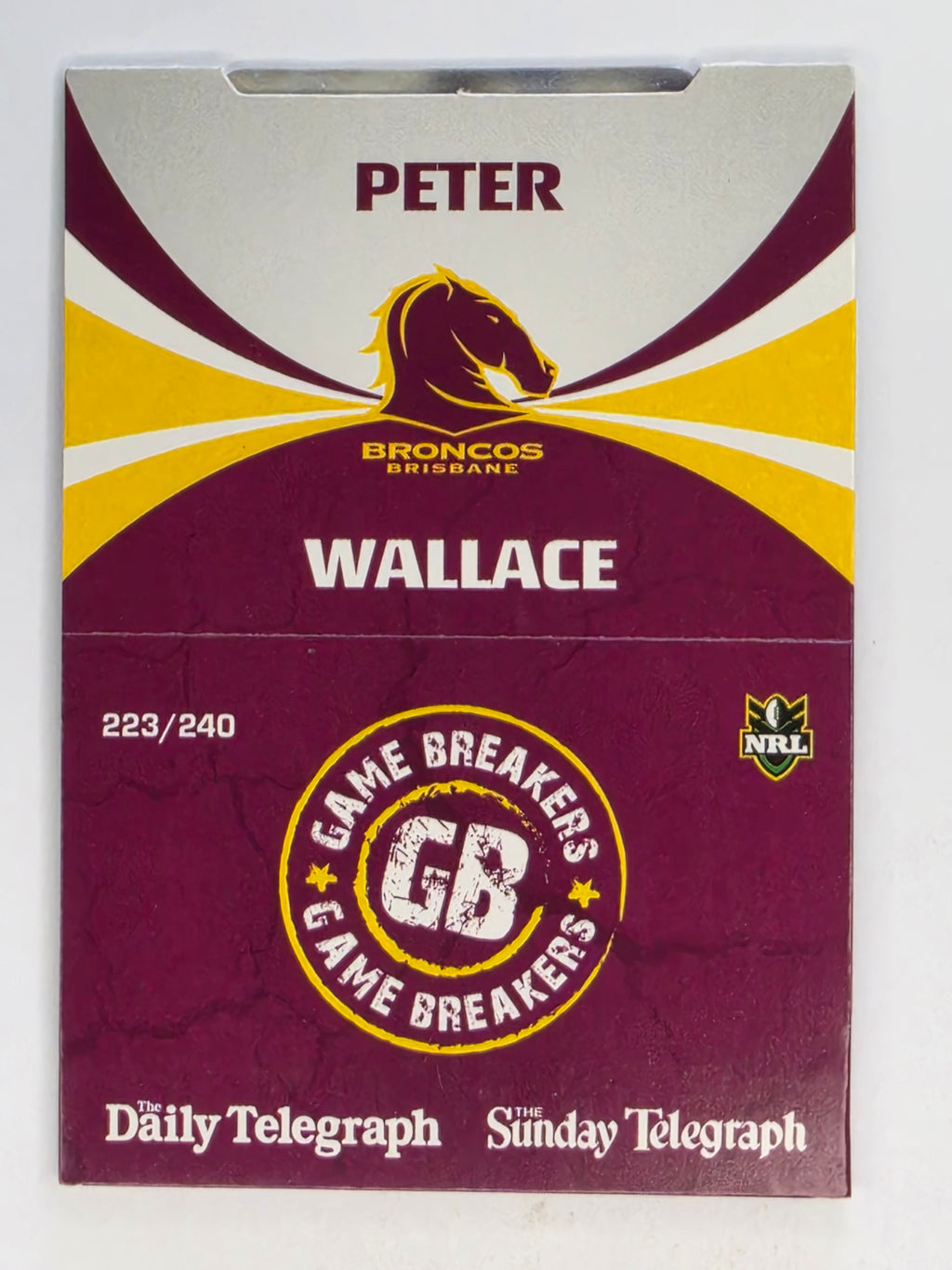 NRL 2011 Daily Telegraph | #223 Peter Wallace Game Breakers (Pop Up Card)
